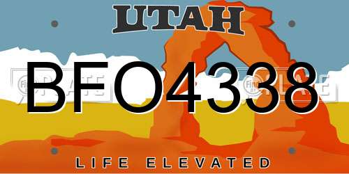 BFO4338 Utah License Plate