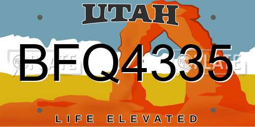 BFQ4335 Utah License Plate