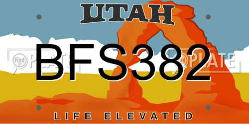 BFS382 Utah License Plate