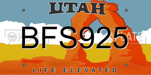 BFS925 Utah License Plate
