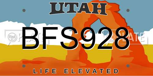 BFS928 Utah License Plate