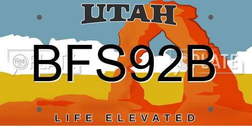BFS92B Utah License Plate