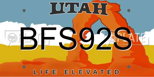 BFS92S Utah License Plate