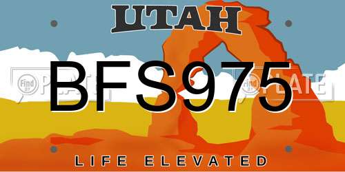 BFS975 Utah License Plate