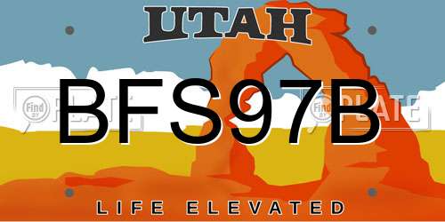 BFS97B Utah License Plate