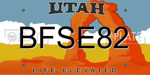 BFSE82 Utah License Plate