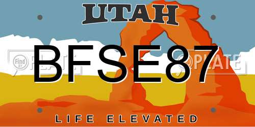BFSE87 Utah License Plate