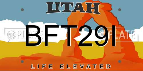 BFT29I Utah License Plate