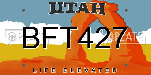 BFT427 Utah License Plate