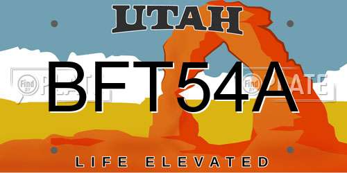BFT54A Utah License Plate