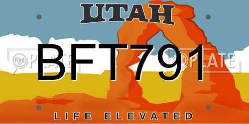 BFT791 Utah License Plate