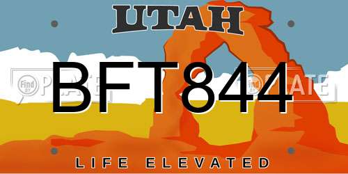 BFT844 Utah License Plate