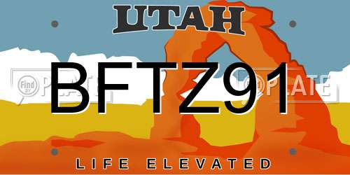 BFTZ91 Utah License Plate