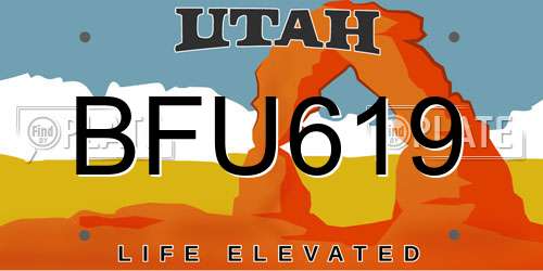 BFU619 Utah License Plate