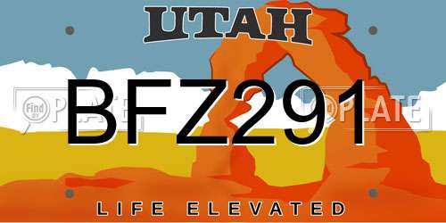 BFZ291 Utah License Plate