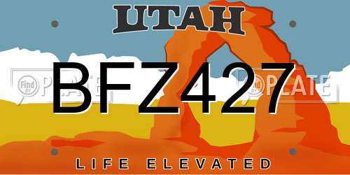BFZ427 Utah License Plate