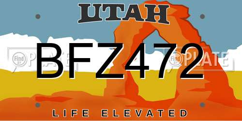 BFZ472 Utah License Plate