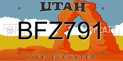 BFZ791 Utah License Plate