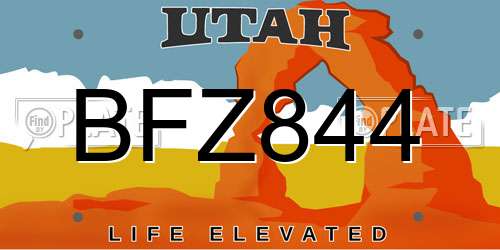 BFZ844 Utah License Plate
