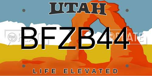 BFZB44 Utah License Plate
