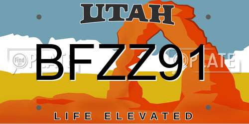 BFZZ91 Utah License Plate