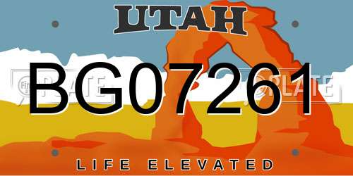 BG07261 Utah License Plate