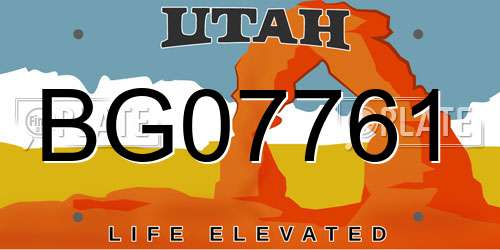BG07761 Utah License Plate