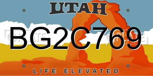 BG2C769 Utah License Plate