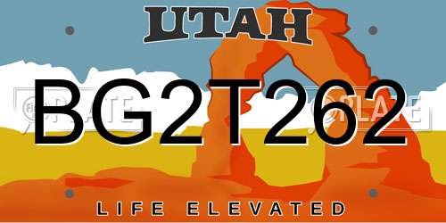 BG2T262 Utah License Plate