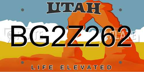BG2Z262 Utah License Plate