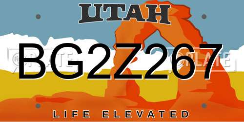 BG2Z267 Utah License Plate