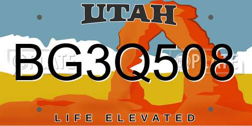 BG3Q508 Utah License Plate