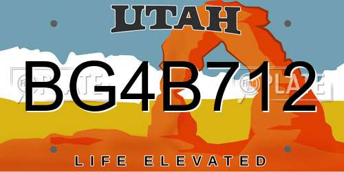 BG4B712 Utah License Plate