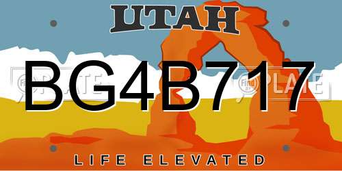 BG4B717 Utah License Plate