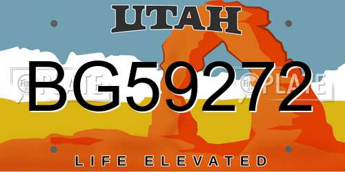 BG59272 Utah License Plate