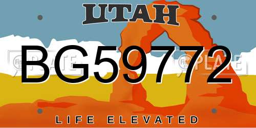BG59772 Utah License Plate