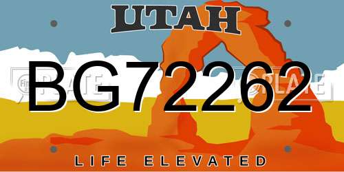 BG72262 Utah License Plate