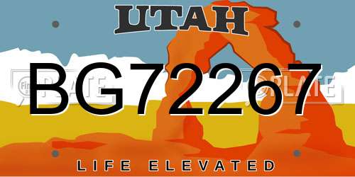BG72267 Utah License Plate