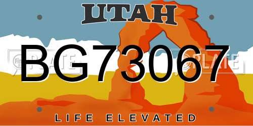 BG73067 Utah License Plate