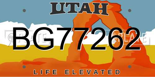 BG77262 Utah License Plate