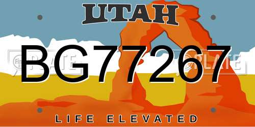 BG77267 Utah License Plate