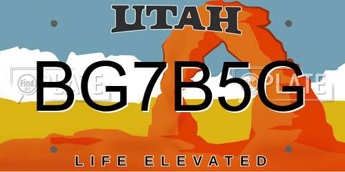 BG7B5G Utah License Plate