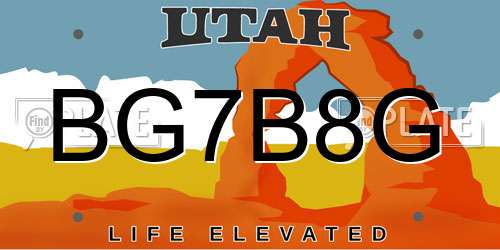 BG7B8G Utah License Plate