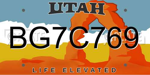 BG7C769 Utah License Plate