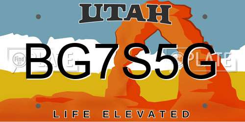 BG7S5G Utah License Plate
