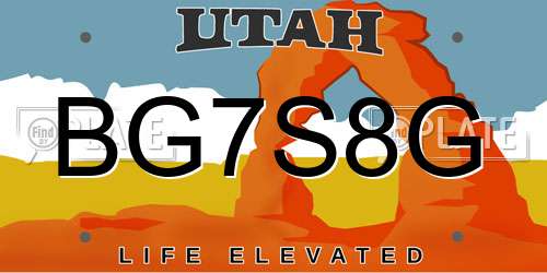 BG7S8G Utah License Plate