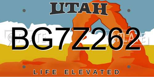 BG7Z262 Utah License Plate