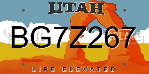 BG7Z267 Utah License Plate