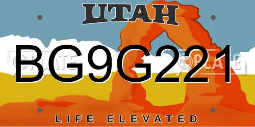 BG9G221 Utah License Plate