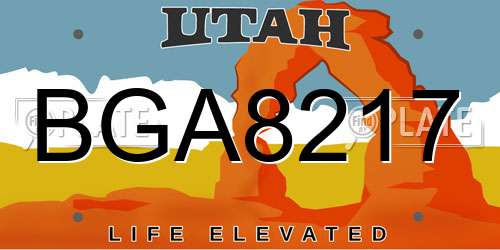 BGA8217 Utah License Plate